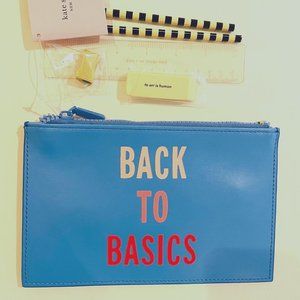 kate spade "back to basics"  pencil case eraser ruler sharpener set, blue,multi